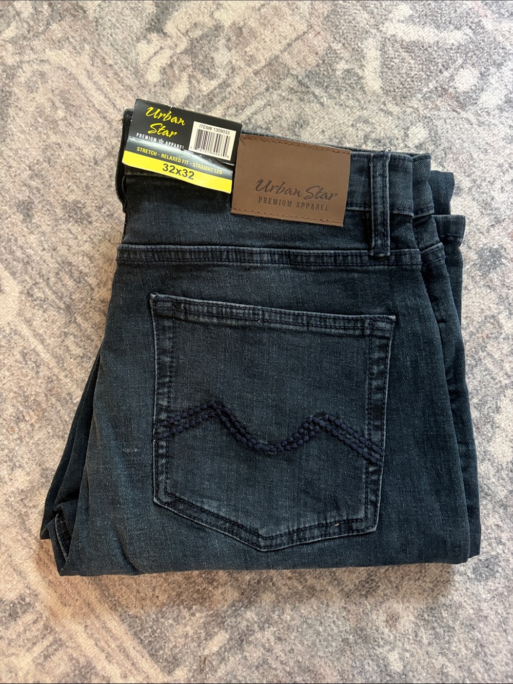 Urban Star Men's Straight Leg Relaxed Fit Stretch Jeans - Dark Blue